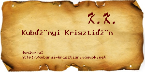 Kubányi Krisztián névjegykártya